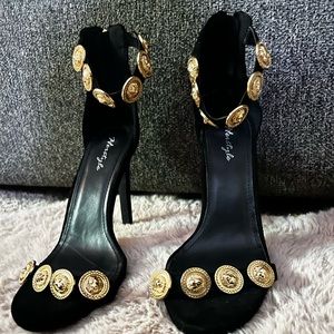 Black and gold sandal